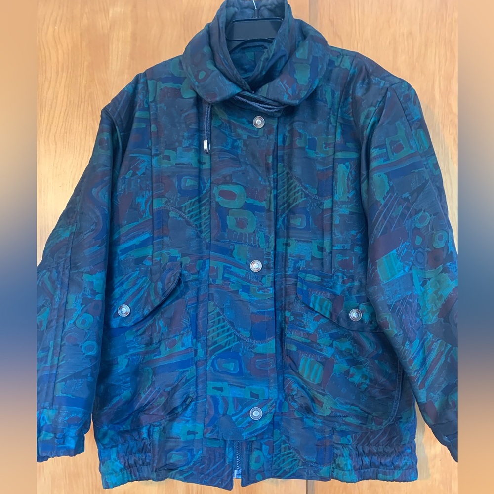Vintage 80s London Fog Abstract Camo Ski Jacket thinsulate removable liner szM